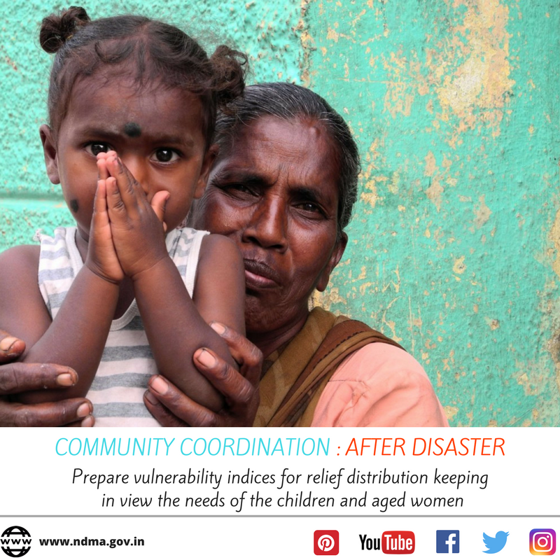 Prepare vulnerability indices for relief distribution keeping in view the needs of the children and aged women
